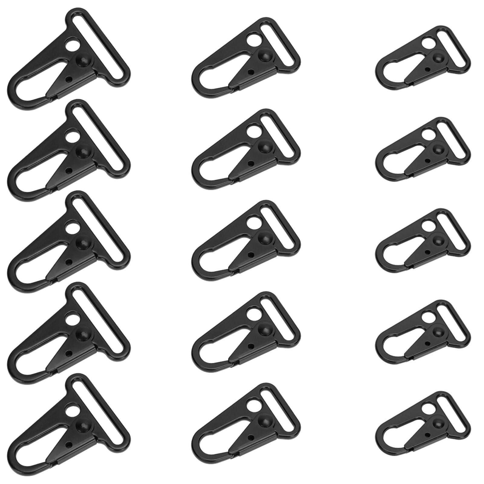 Jeanoko Heavy Duty Black Metal Iron Sling Hooks - Enlarged Mouth Carabiner Clips for Outdoor Gear, Keychains & Hanging Accessories (Multiple Sizes) - Perfect for Camping, Hiking, Backpacking & Everyday Carry