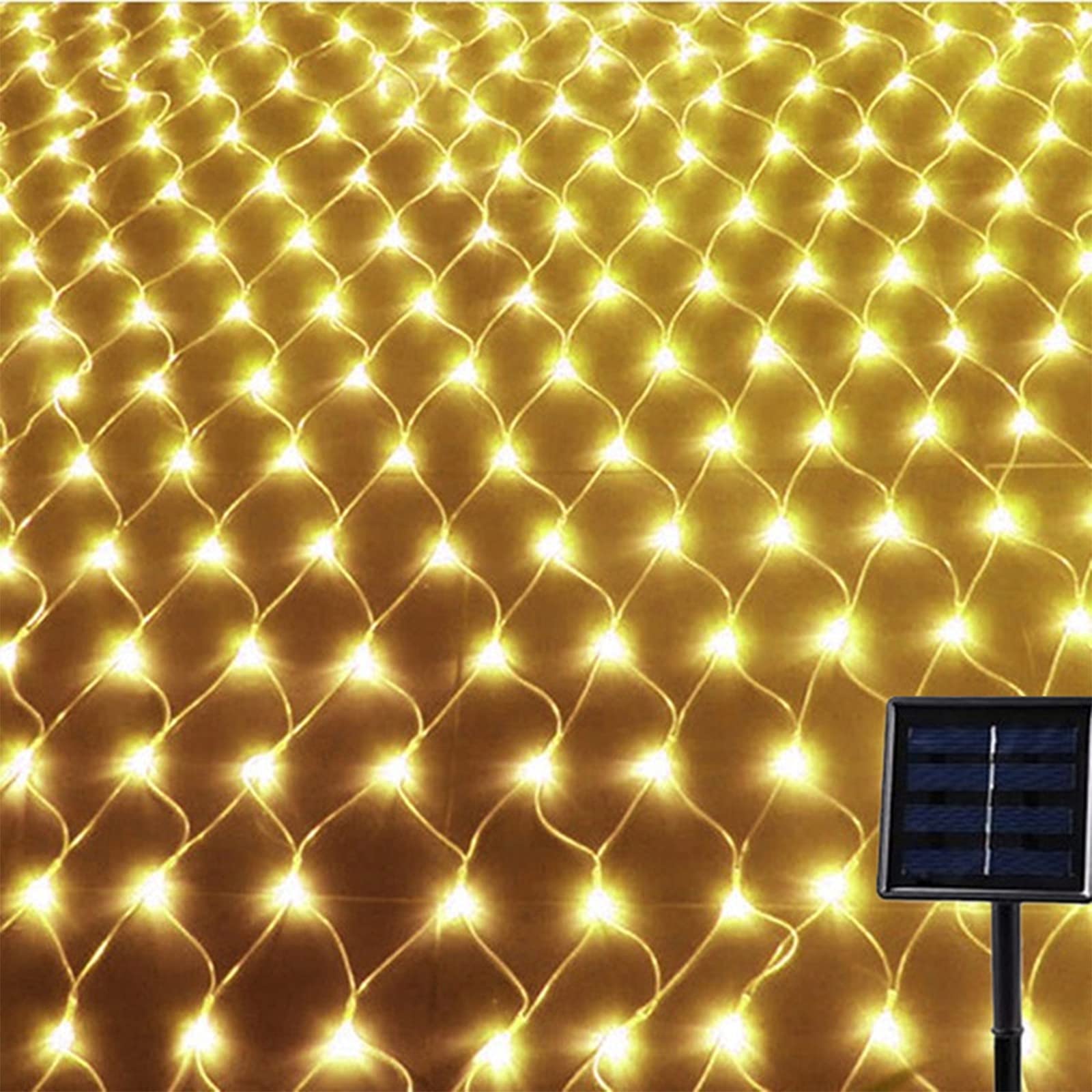 Solar Powered LED Fishing Net Lights - 8 Flashing Modes, Warm White, 9.8x6.5 Inch - Outdoor Christmas Decor, Garden Party & Patio Lighting for Festive Atmosphere
