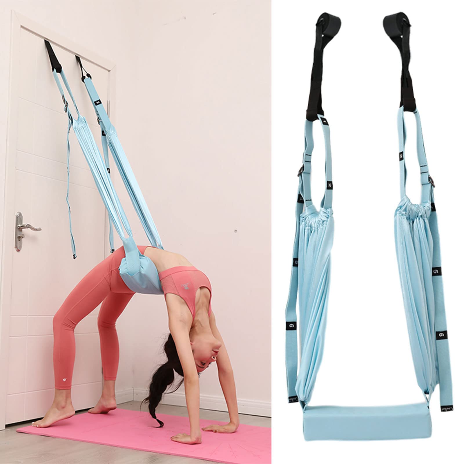 Upgraded Waist Back Leg Stretch Strap - Yoga Fitness Band & Leg Stretching Assistant for Home Gym, Dance, Ballet, Gymnastics | Perfect for Flexibility Training, Backbend Practice & Splits Improvement