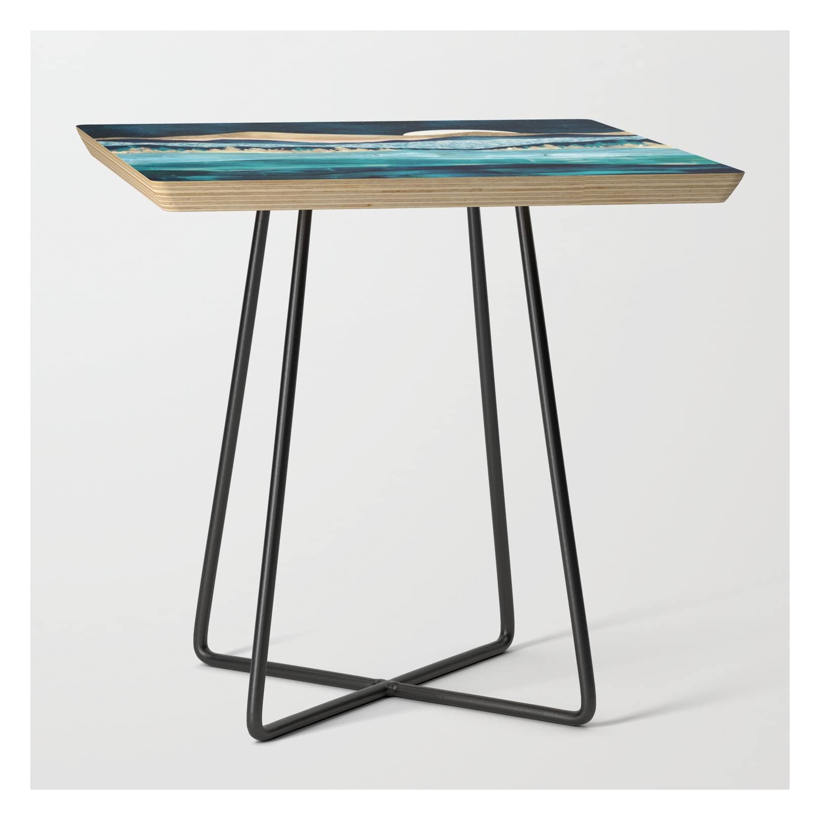 Midnight Ocean Square Side Table by Spacefrog Designs - Black Accent Table for Living Room, Bedroom & Office Decor