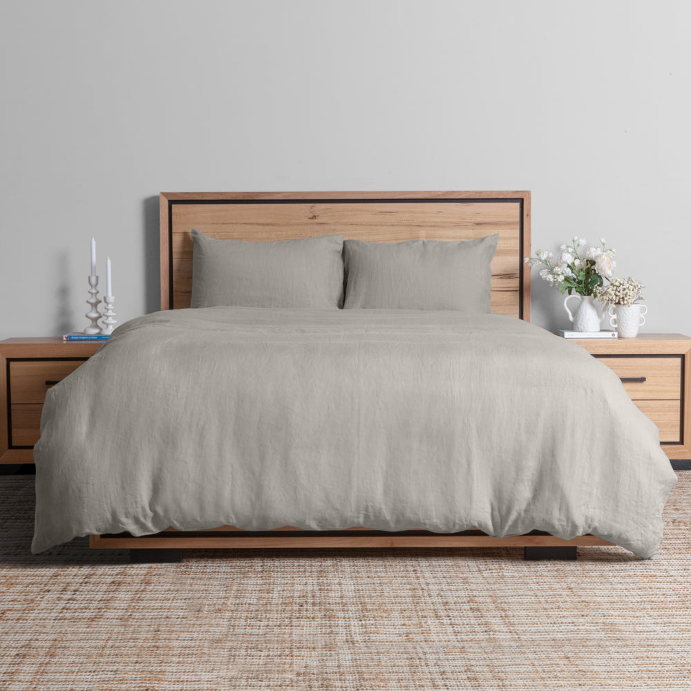 Premium 100% Linen Queen Duvet Cover Set - Stone Color | Breathable & Soft Bedding for All Seasons | Perfect for Master Bedroom, Guest Room & Vacation Homes