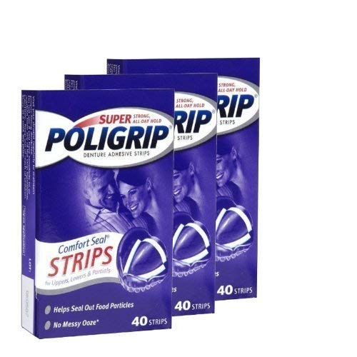 Super Poli-Grip Comfort Seal Strips - 40 Strips (Pack of 3) | Secure Denture Adhesive for All-Day Comfort and Stability | Ideal for Active Lifestyles and Daily Use