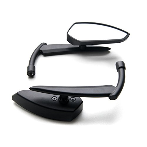 Krator Black Custom Rear View Mirrors with Adapters - Compatible with Honda Gold Wing GL500/650/1000/1100 Motorcycles | Enhanced Visibility & Safety for Touring Riders