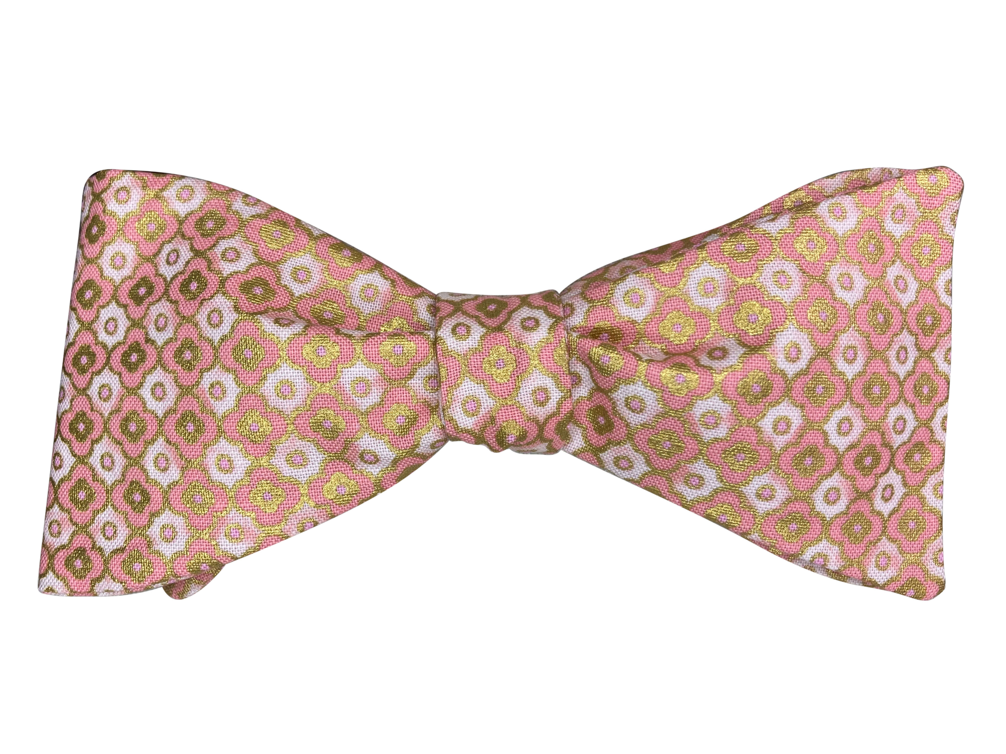 Peach & Metallic Gold Mosaic Bow Tie for Men - Elegant Wedding, Prom, Formal Event Accessory - Perfect for Grooms, Bridesmaids & Special Occasions
