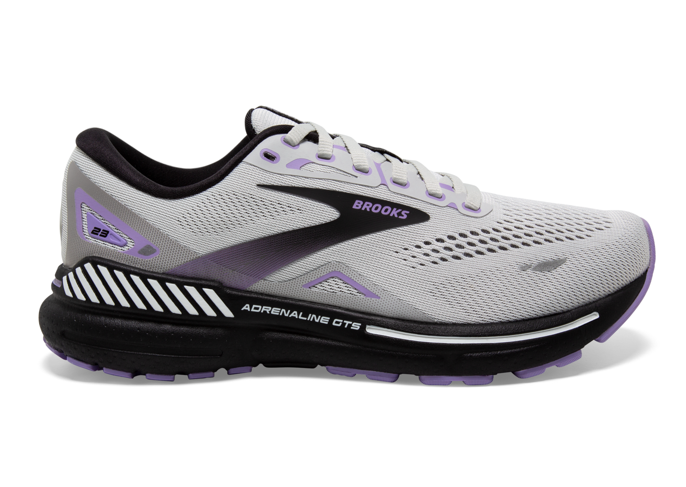Brooks Adrenaline GTS 23 Women's Running Shoes - Grey/Black/Purple - D Width - Stability & Support for Road Running, Jogging, Workouts & Daily Wear