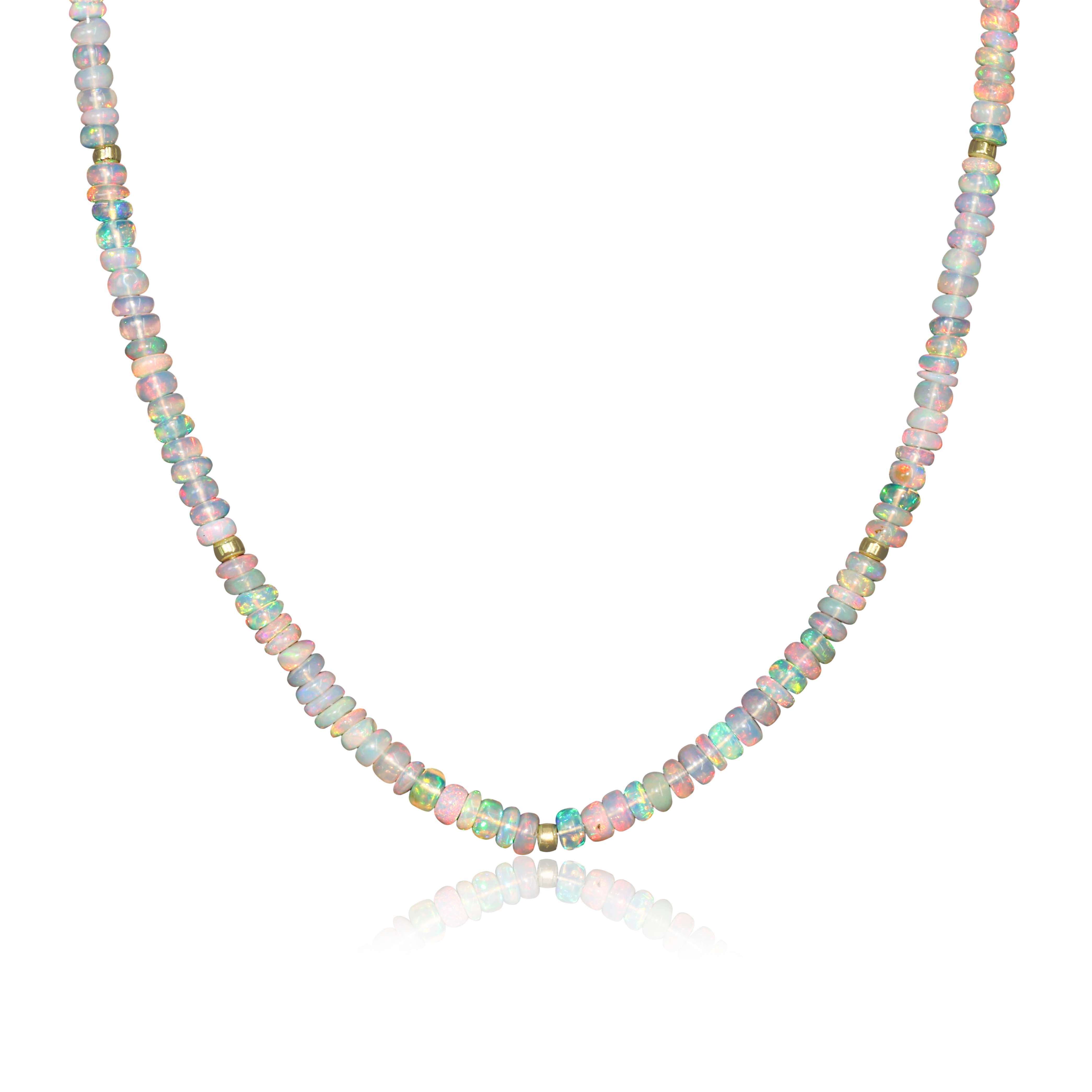 Natural White Opal Beaded Necklace with Separator Beads | Elegant Boho Jewelry for Women | Perfect for Layering, Everyday Wear & Special Occasions