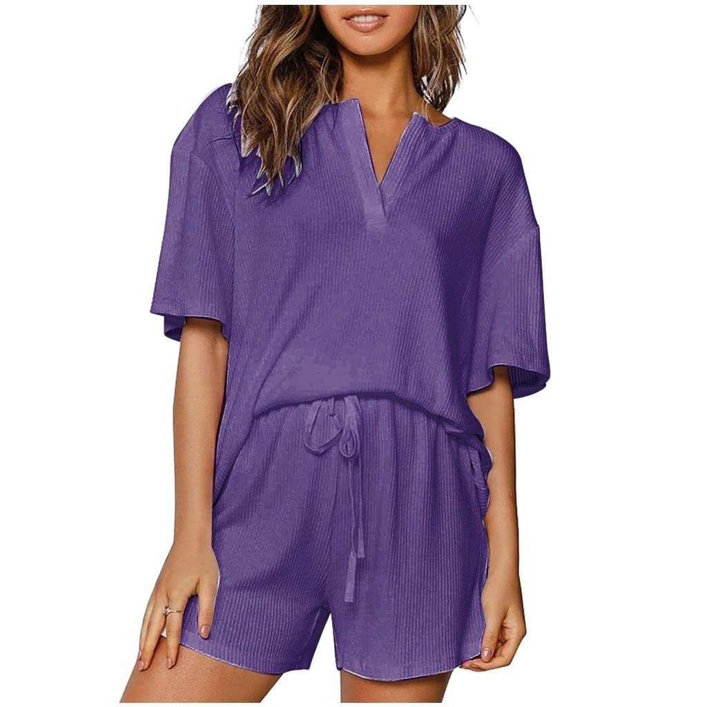 Women's Tie Dye Pajama Set - 2 Piece Short Sleeve Sleepwear & Lounge Pajamas for Women | Soft Cotton Nightwear for Relaxing at Home, Sleepovers & Vacation