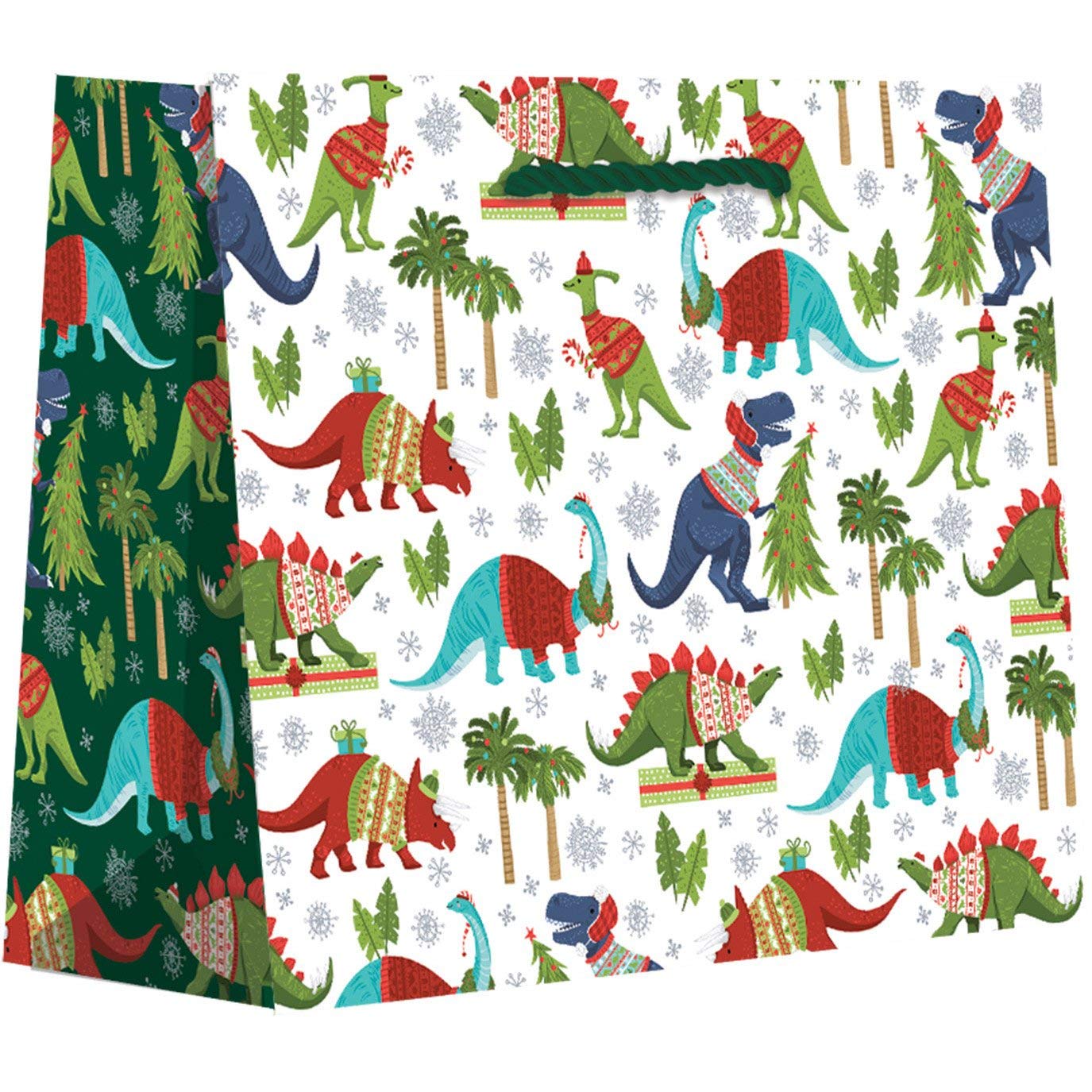 JILLSON & ROBERTS Bulk Large Dinosaur Gift Bags with Holographic Design - 60 Pcs Party Favor Bags for Birthday, Baby Shower & Themed Events