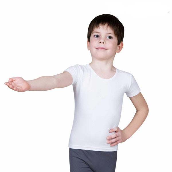 Sansha Santino Boys' White Ballet T-Shirt - Comfortable Dance Tee for Kids Ballet Class & Performance
