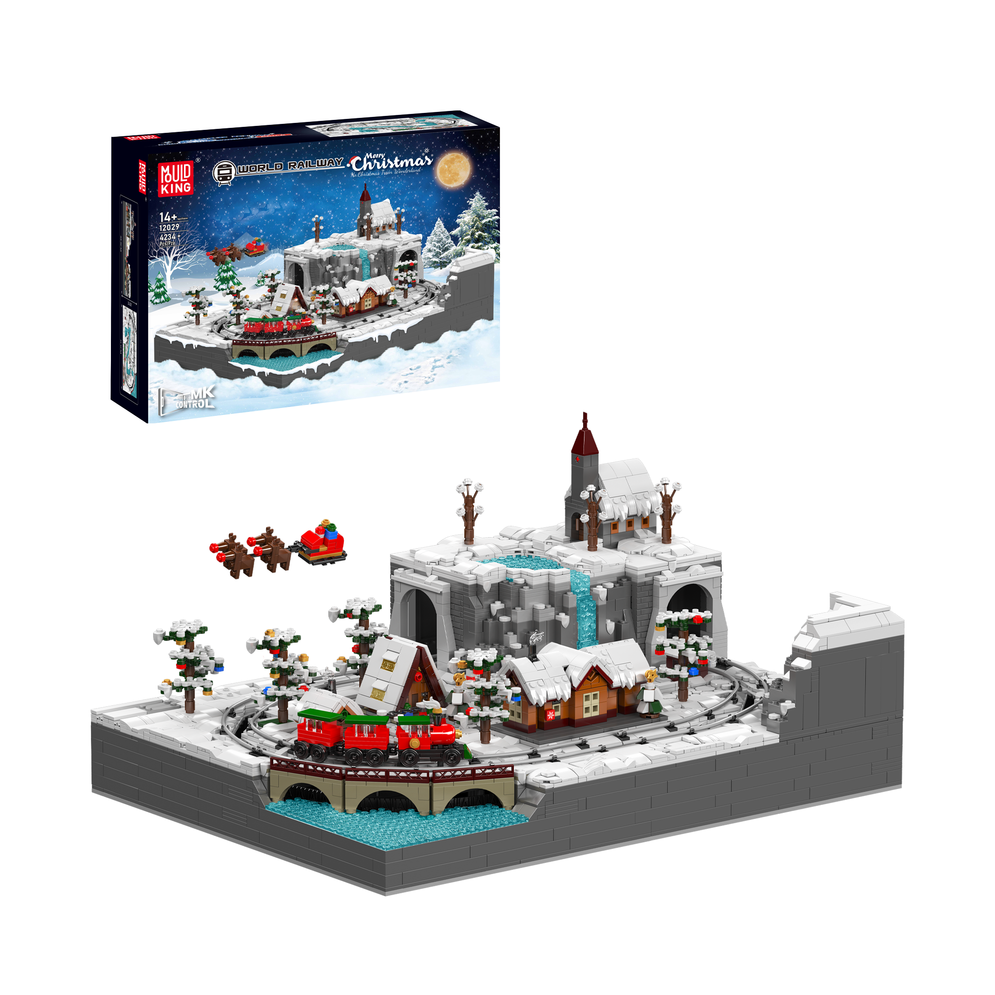 Mould King 12029 Christmas Train Wonderland Building Set - 4,232 Pieces Holiday Model Train Kit for Adults & Kids | Perfect for Christmas Decorations, Winter Village Displays & Train Enthusiasts