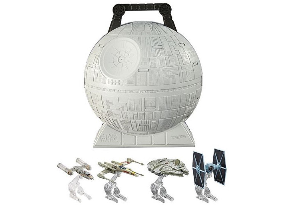 Hot Wheels Star Wars Death Star Portable Play Case with 4 Starships - Kids Toy Storage & Travel Organizer for Star Wars Fans - Perfect for Home, Car Trips & Playdates