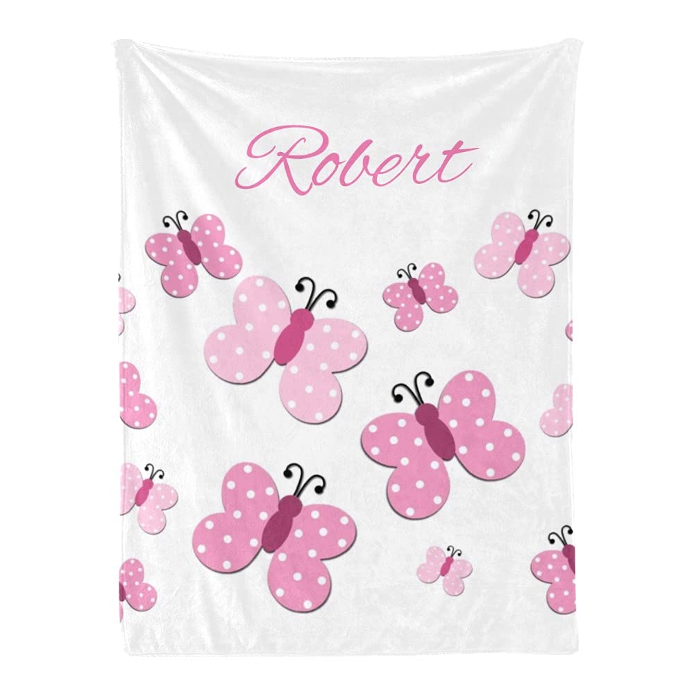 Personalized Floral Butterfly Baby Blanket with Name - Super Soft Fleece Nursery Blanket for Boys & Girls - 30x40 Inches - Perfect for Baby Showers, Birthdays & Nursery Decor