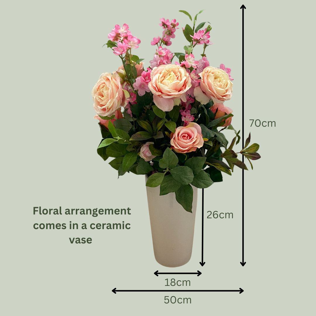 Ex-Rental Pink Ceramic Artificial Floral Arrangement - Home Decor, Wedding Centerpiece, Office Decoration, and Event Styling