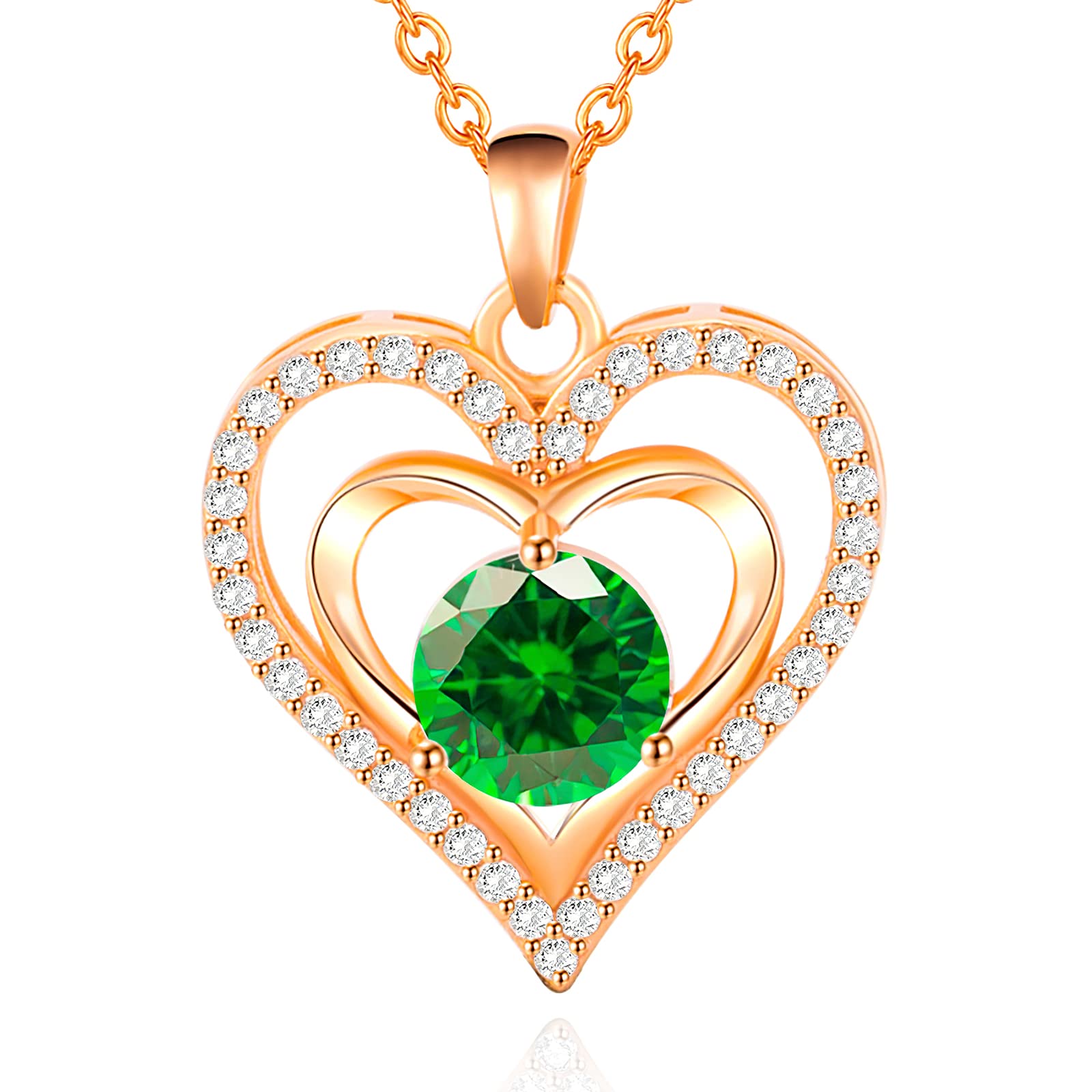 Heart Birthstone Pendant Necklace for Women - 925 Sterling Silver & Rose Gold Jewelry | Perfect Gift for Mother's Day, Anniversary, Birthday | Ideal for Wife, Girlfriend, Mom | Elegant Everyday Wear & Special Occasions