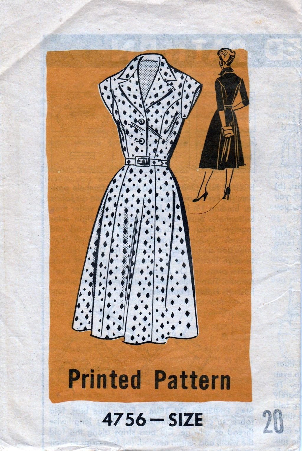 Vintage 1950s Anne Adams 4756 Ladies Shirtwaist House Dress Sewing Pattern - Perfect for Retro Fashion, Costume Parties & Historical Reenactments