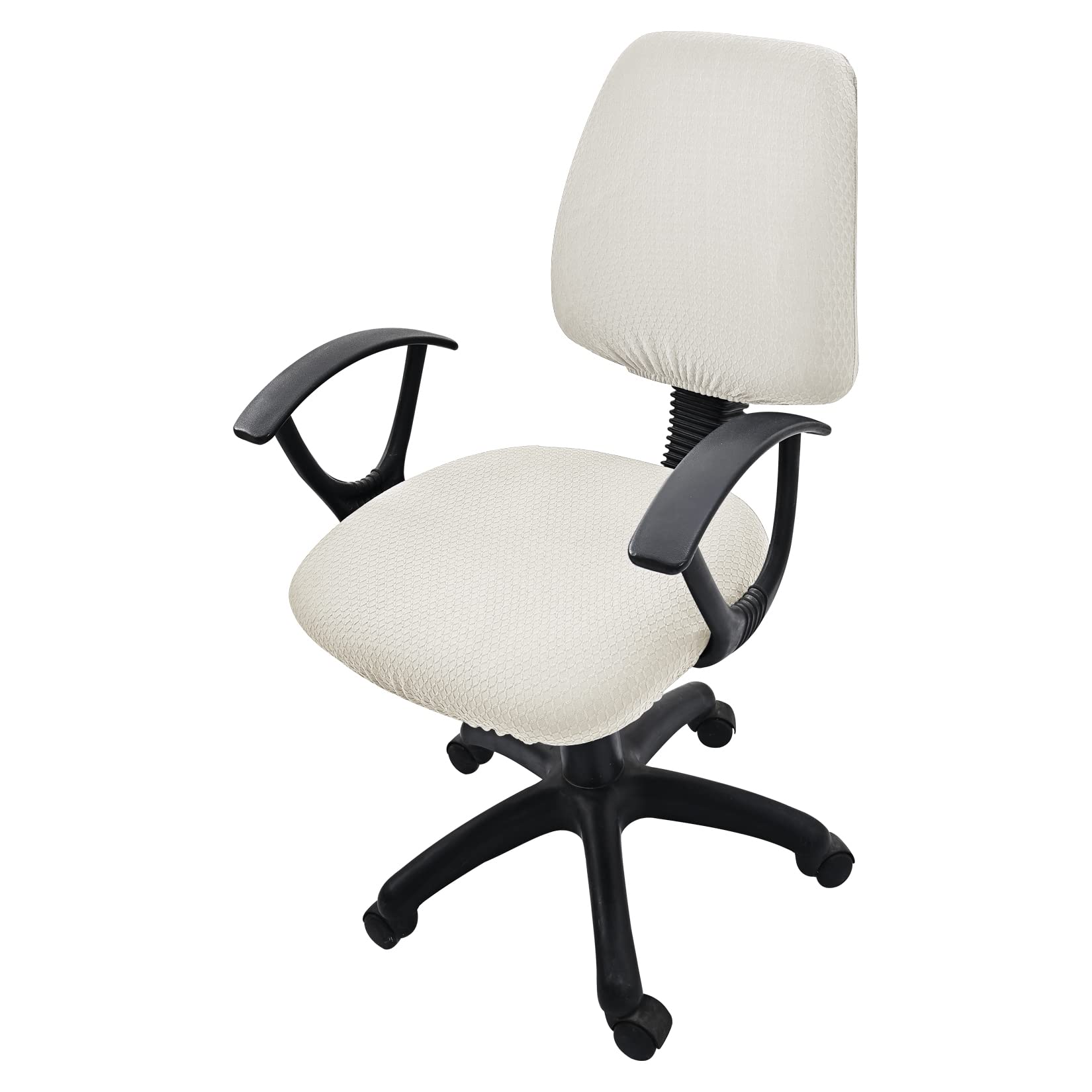 YarnYard Office Computer Chair Cover - Split Stretch Seat & Back Jacquard Slipcover for Desk Task Chairs (Beige) | Perfect for Home Office, Conference Rooms & Workstations