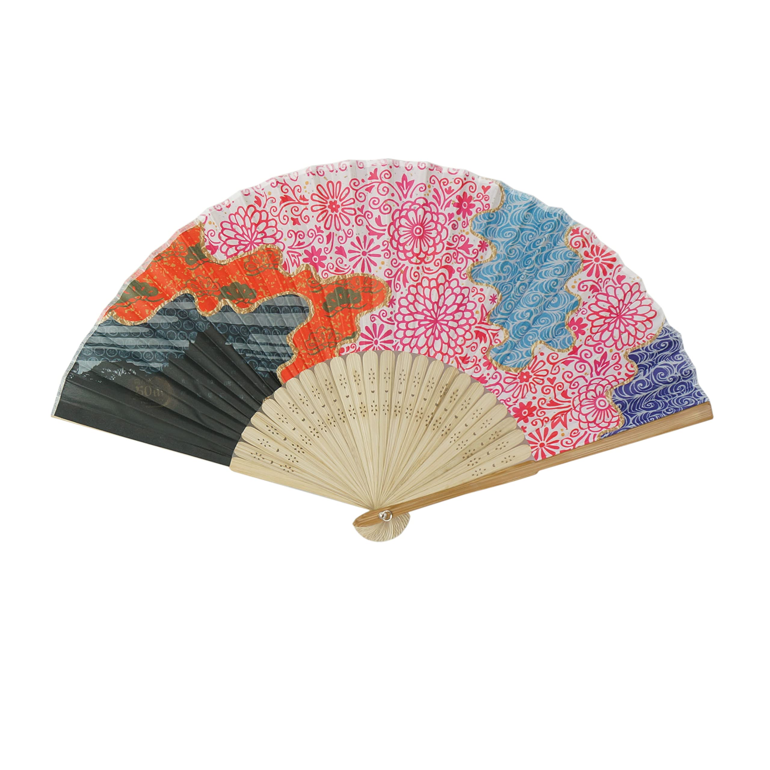 Elegant Printed Fabric Hand Fan - Portable & Stylish Cooling Accessory for Summer, Weddings, and Outdoor Events