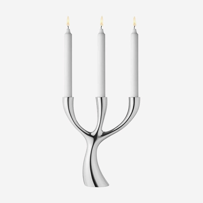 Georg Jensen Cobra Floor Candleholder Set of 3 - Modern Silver Candle Holders for Home Decor, Wedding & Event Lighting
