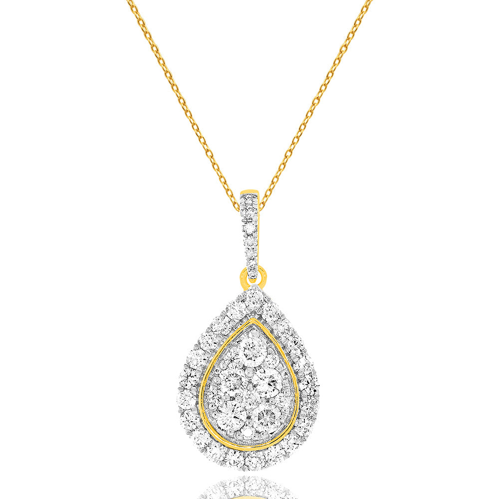 1 Carat Pear-Shaped Diamond Pendant Necklace - 18
