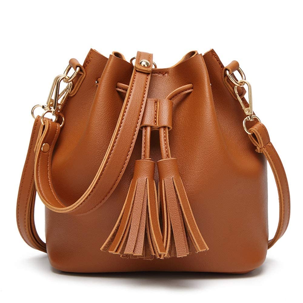 Stylish Adjustable PU Leather Fringed Shoulder Bag for Women - Large Fashion Messenger Purse with Wallet Compartment (20x11x19cm, Brown) - Perfect for Work, Travel & Everyday Use