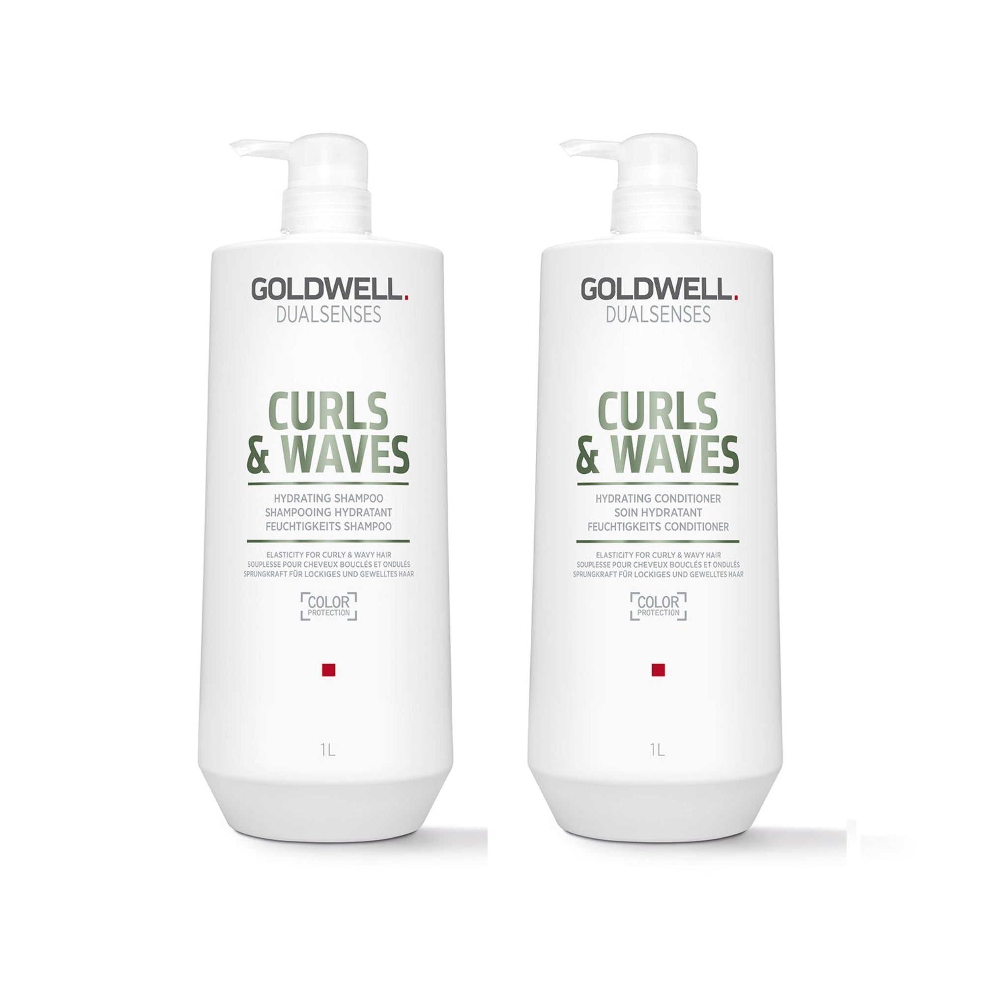 Goldwell Curls & Waves Shampoo and Conditioner Set for Curly Hair - 33.8oz (1 Liter) Duo Pack - Hydrating & Frizz Control - Salon Quality Hair Care for Wavy & Curly Hair - Perfect for Daily Use & Travel