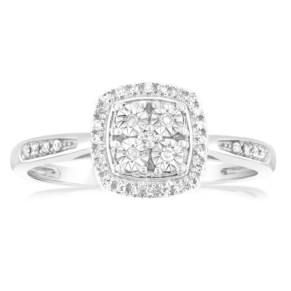 1/10 Carat Diamond Ring in Sterling Silver - Elegant Women's Jewelry for Engagement, Wedding & Anniversary Gifts - Perfect for Everyday Wear & Special Occasions
