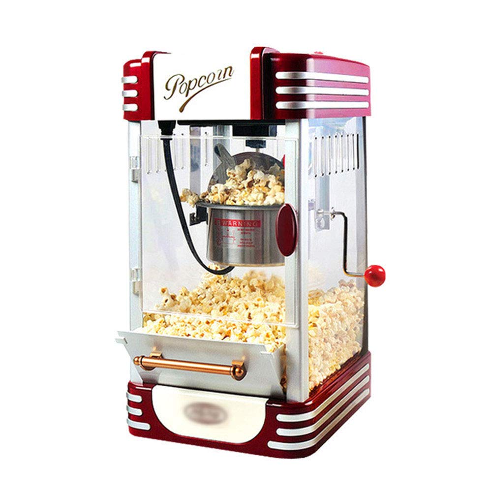 Retro Stainless Steel Popcorn Maker with Built-in Stirrer - Healthy Homemade Popcorn Machine for Movie Nights, Kids Parties & Family Snacks - JDH Household Gourmet Popcorn Popper