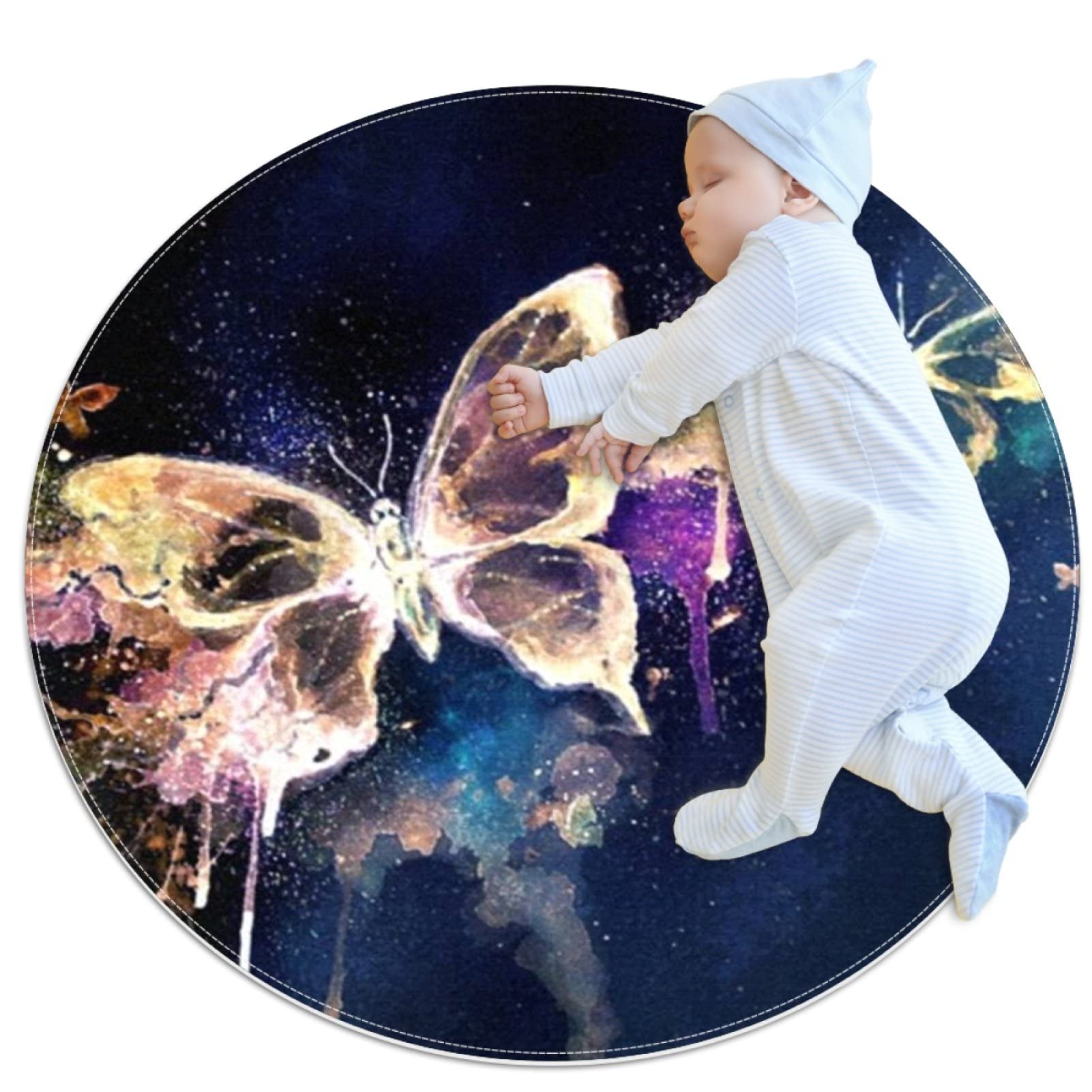 Non-Slip Butterfly Round Area Rug - Soft Dining Room Rug for Entryway, Foyer, Living Room & Bedroom | Perfect for Home Decor, Wedding Gifts & Cozy Spaces
