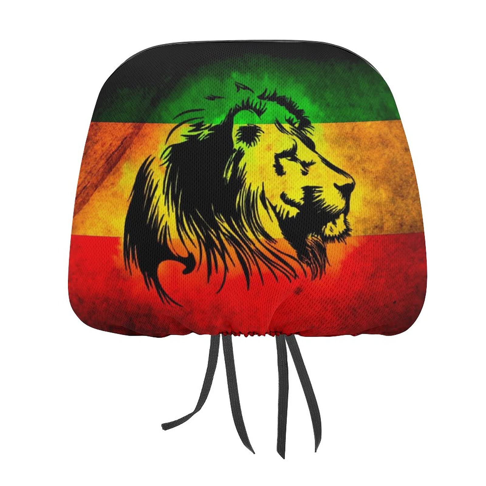 Bagea-Ka Jamaican Lion Flag Pattern 2 Pack Universal Car Headrest Covers - Seat Protectors for Most Cars & Trucks - Durable & Stylish for Men & Women - Perfect for Road Trips & Daily Commutes