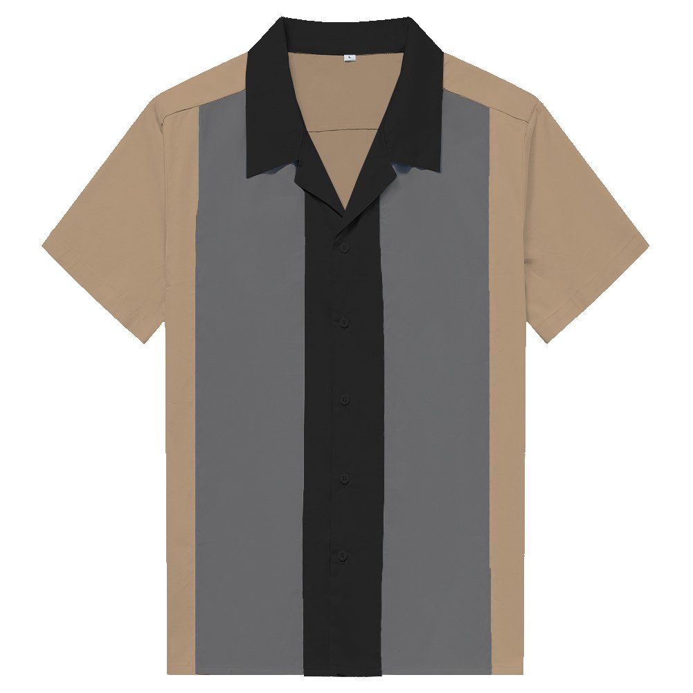 **Men's Plus Size Contrast Striped Bowling Shirts – Casual Hawaiian Style Shirt for Big & Tall Men – Perfect for Summer, Beach, and Retro-Themed Parties**