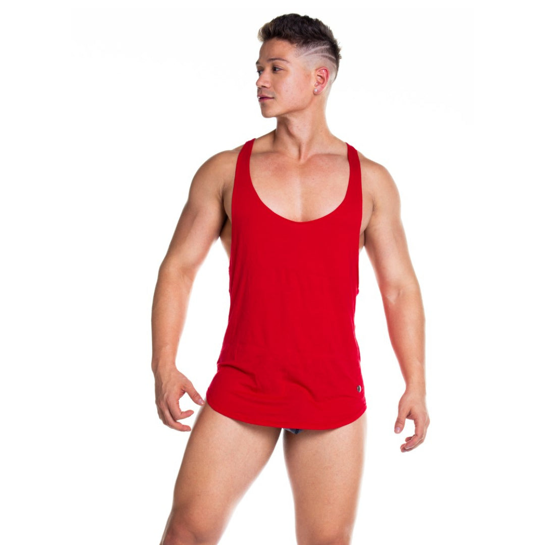 Gigo Forever Stringer Tank Top for Women - Soft Stretch Red Workout Shirt for Yoga, Gym & Casual Wear