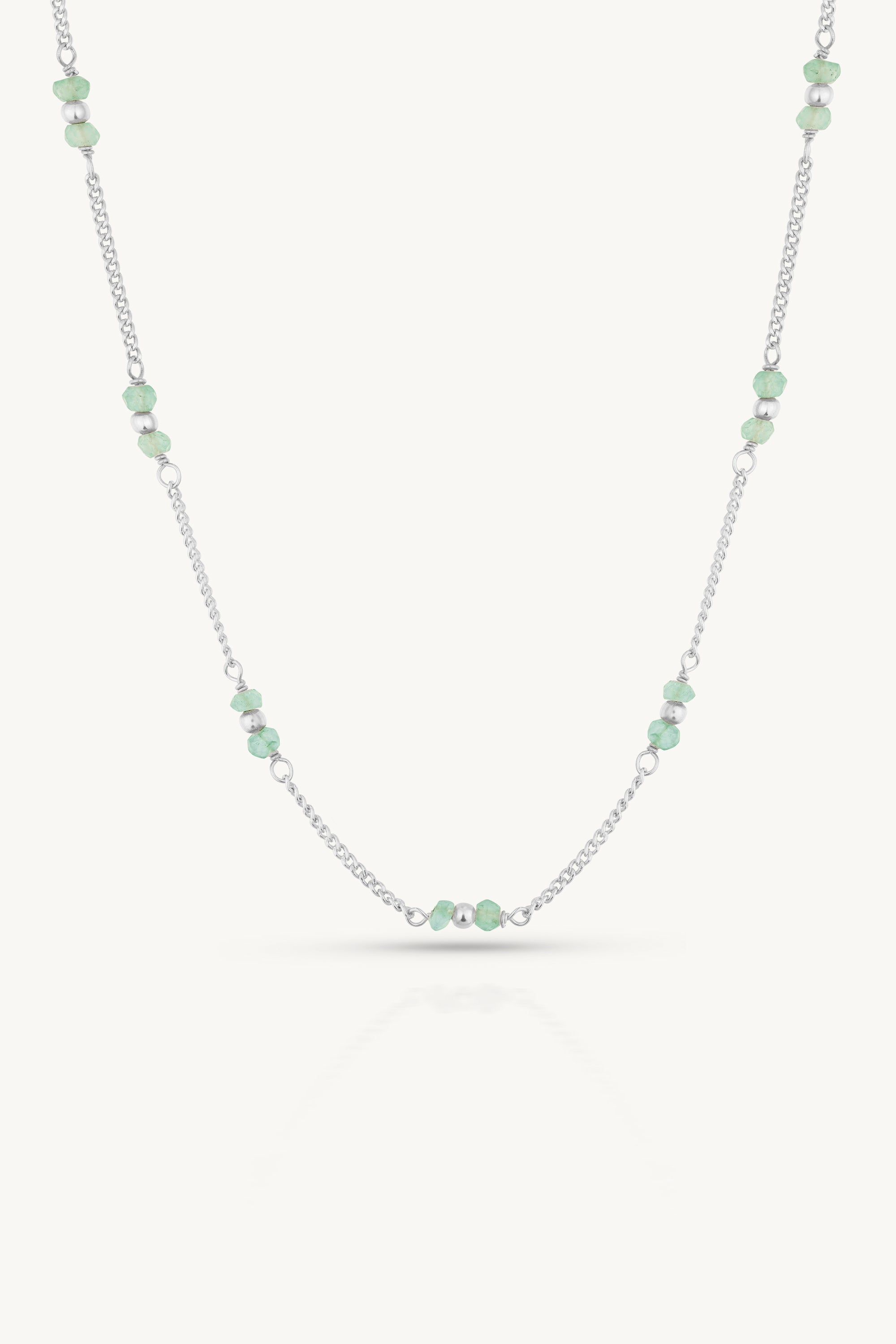 Beaded Apatite Silver Necklace for Women - Elegant Blue Gemstone Jewelry for Everyday Wear & Special Occasions
