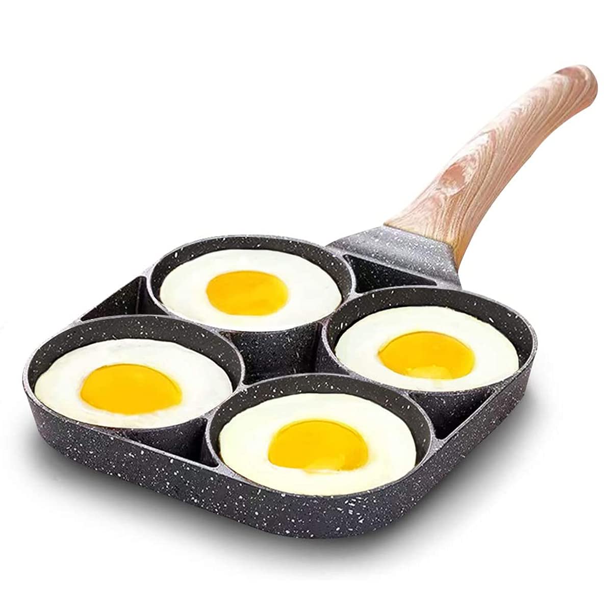 Non-Stick 4-Section Egg Frying Pan - Perfect for Omelettes, Breakfast Pancakes & Egg Burgers - Works on Gas Stove, Induction Cooker & All Heat Sources - Ideal for Quick Breakfasts, Camping & Family Cooking