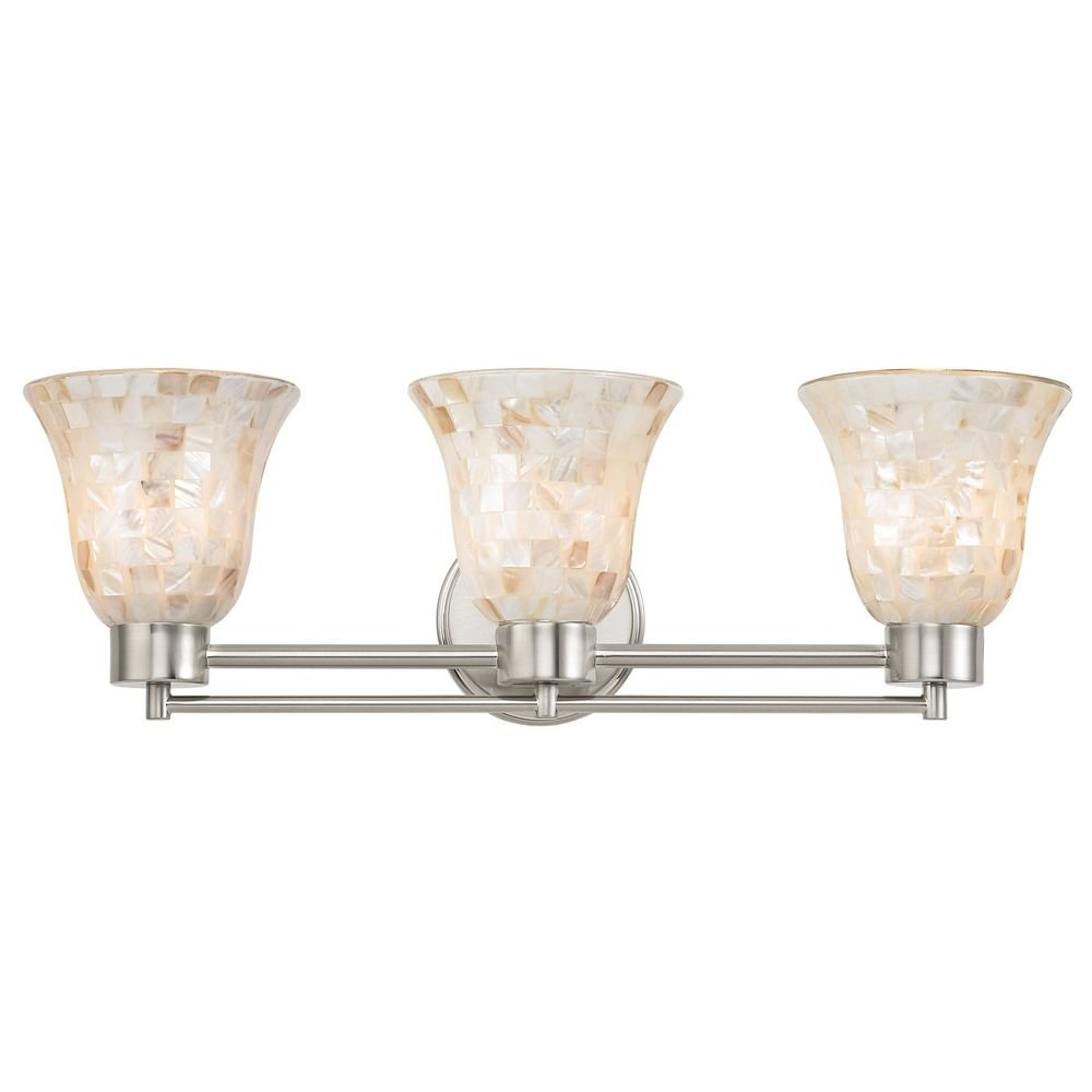 Satin Nickel Bathroom Light Fixture with Mosaic Glass Shade - Perfect for Vanity, Powder Room & Spa-Style Bathroom Decor