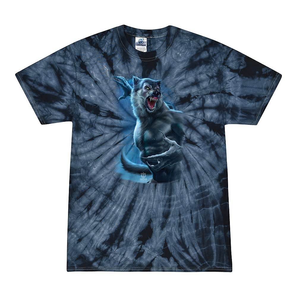 Werewolf Woods Horror Tie-Dye T-Shirt - Scary Pop Culture Graphic Tee for Halloween, Cosplay & Horror Fans