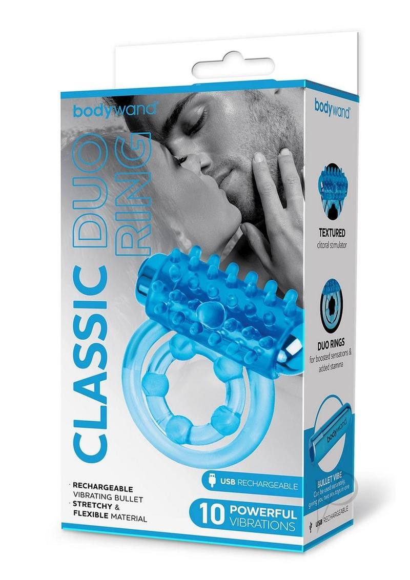 Bodywand Rechargeable Silicone Classic Duo Ring - Blue | Waterproof & Powerful Couples Massager for Sensual Intimacy & Relaxation | Perfect for Romantic Evenings & Spa Nights