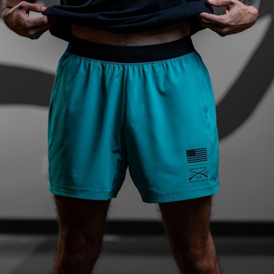 Men's Quick-Dry Workout Shorts with Pockets - Lightweight & Breathable for Running, Gym & Training - Aqua Blue
