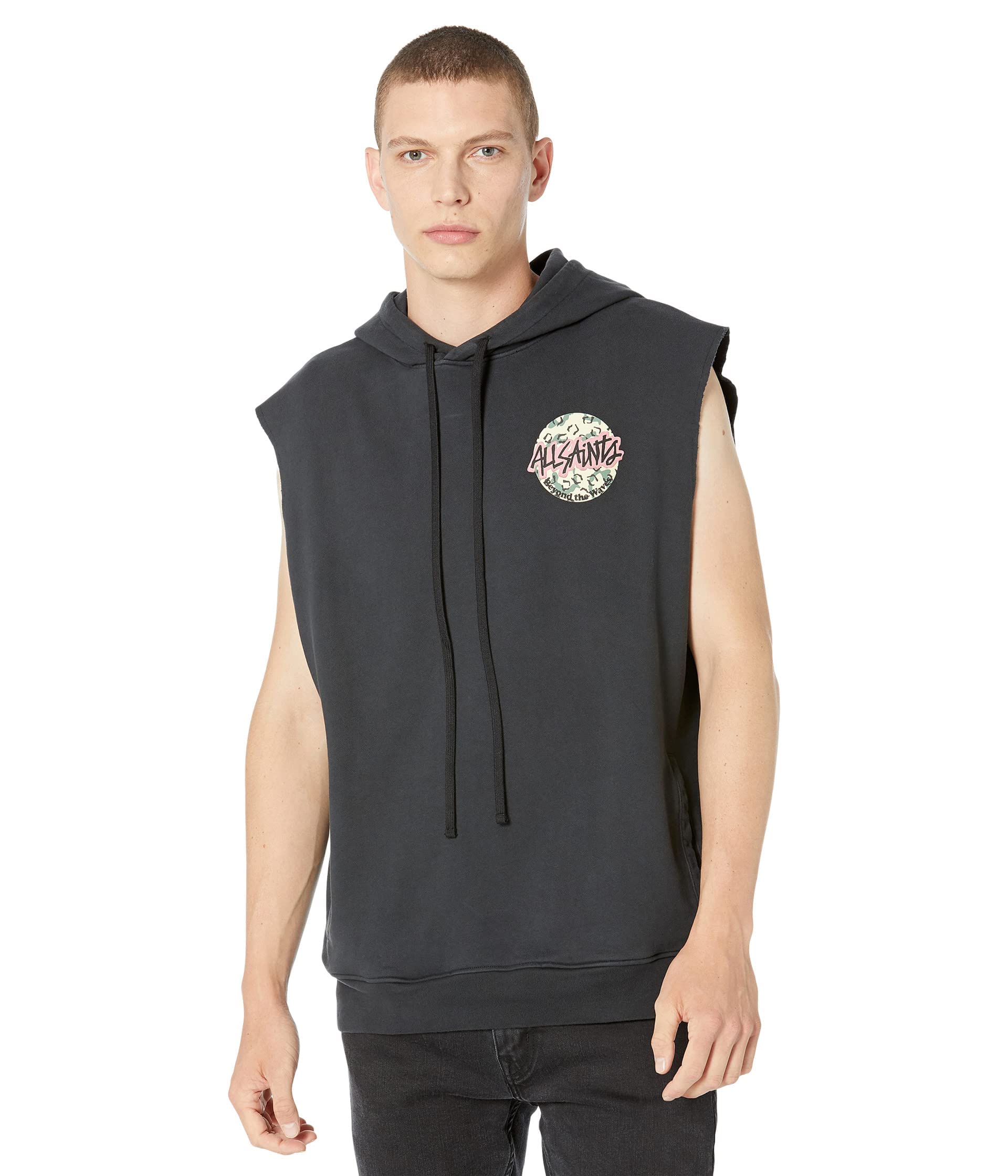 AllSaints Shredder Sleeve Hoodie - Distressed Cotton Pullover with Raw Hem Details | Perfect for Streetwear & Casual Outfits
