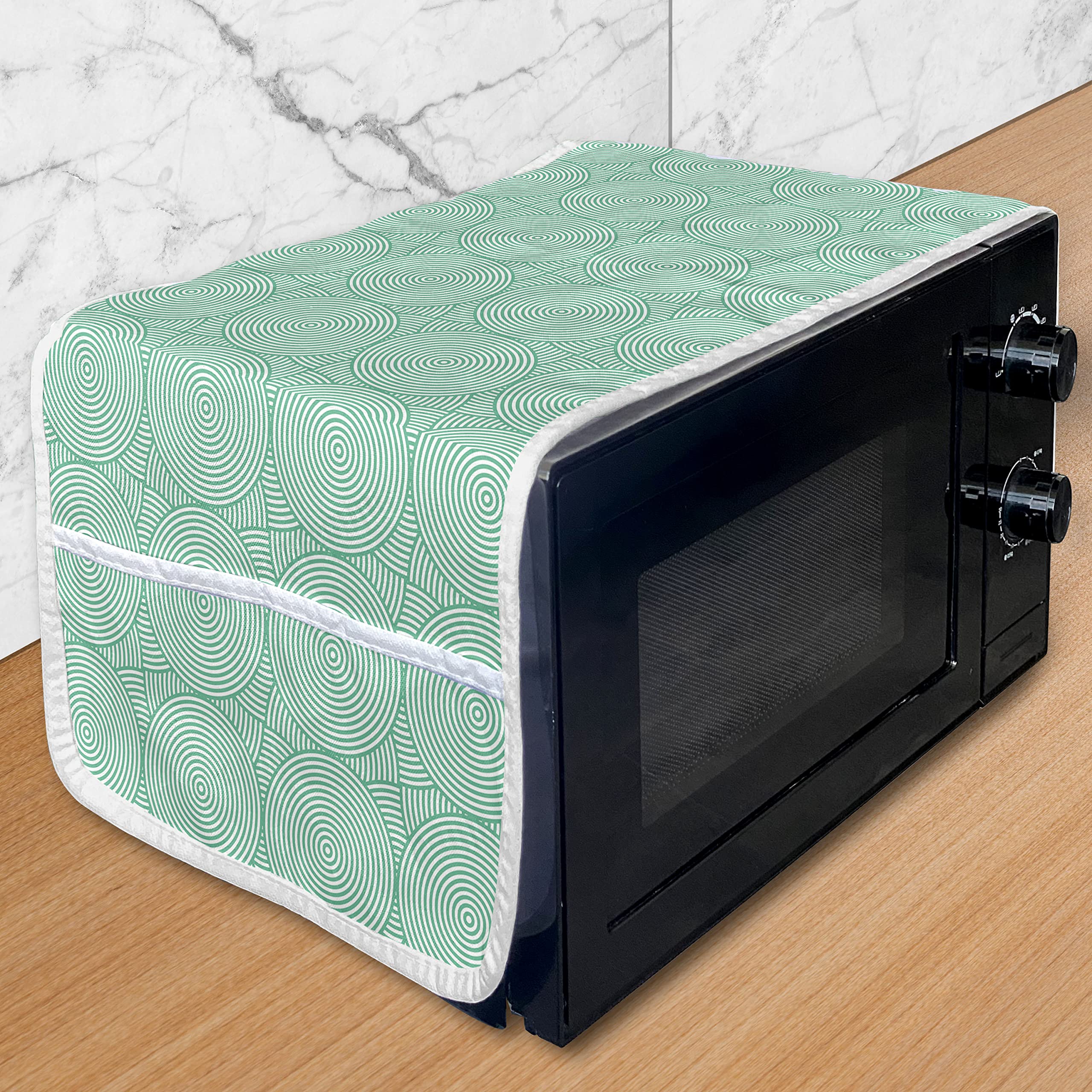 Ambesonne Retro Microwave Cover – Waterproof Kitchen Organizer with Pockets, 36