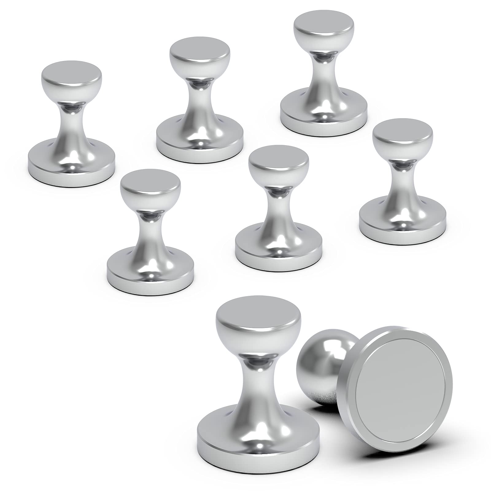 Heavy Duty Magnetic Hooks with Rare Earth Neodymium - 8 Pack Strong Coat Hangers for Home, Office, Travel & Bags - Durable D36 Silver Magnet Hooks for Hanging Coats, Keys, Tools & Decor in Any Space