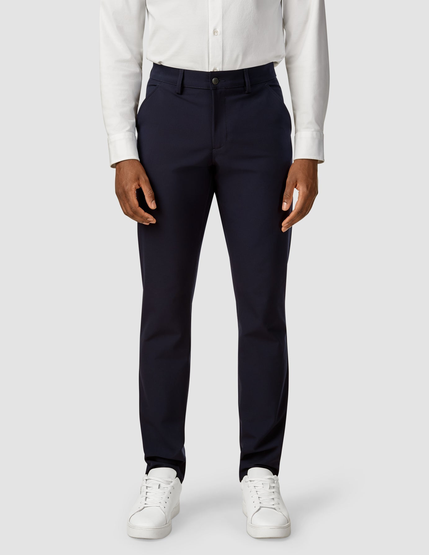 Essential Comfort Stretch Regular Fit Pants for Men - Midnight Blue | Casual Wear, Office & Travel