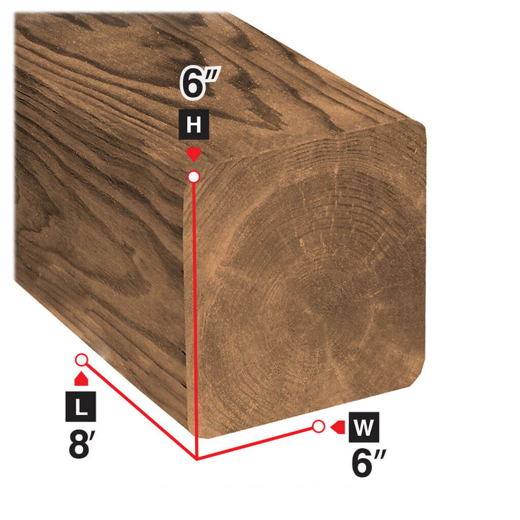 6 in. x 6 in. x 8 ft. Brown Pressure Treated Lumber - Durable Outdoor Wood for Fence Posts, Deck Framing & Landscaping Projects