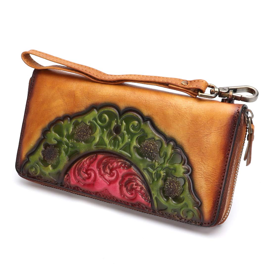 Genuine Leather Wallets for Women - Vintage Embossed Cowhide Long Purse & Small Clutch Handmade (Brown) | Perfect for Everyday Use, Travel & Gift Giving