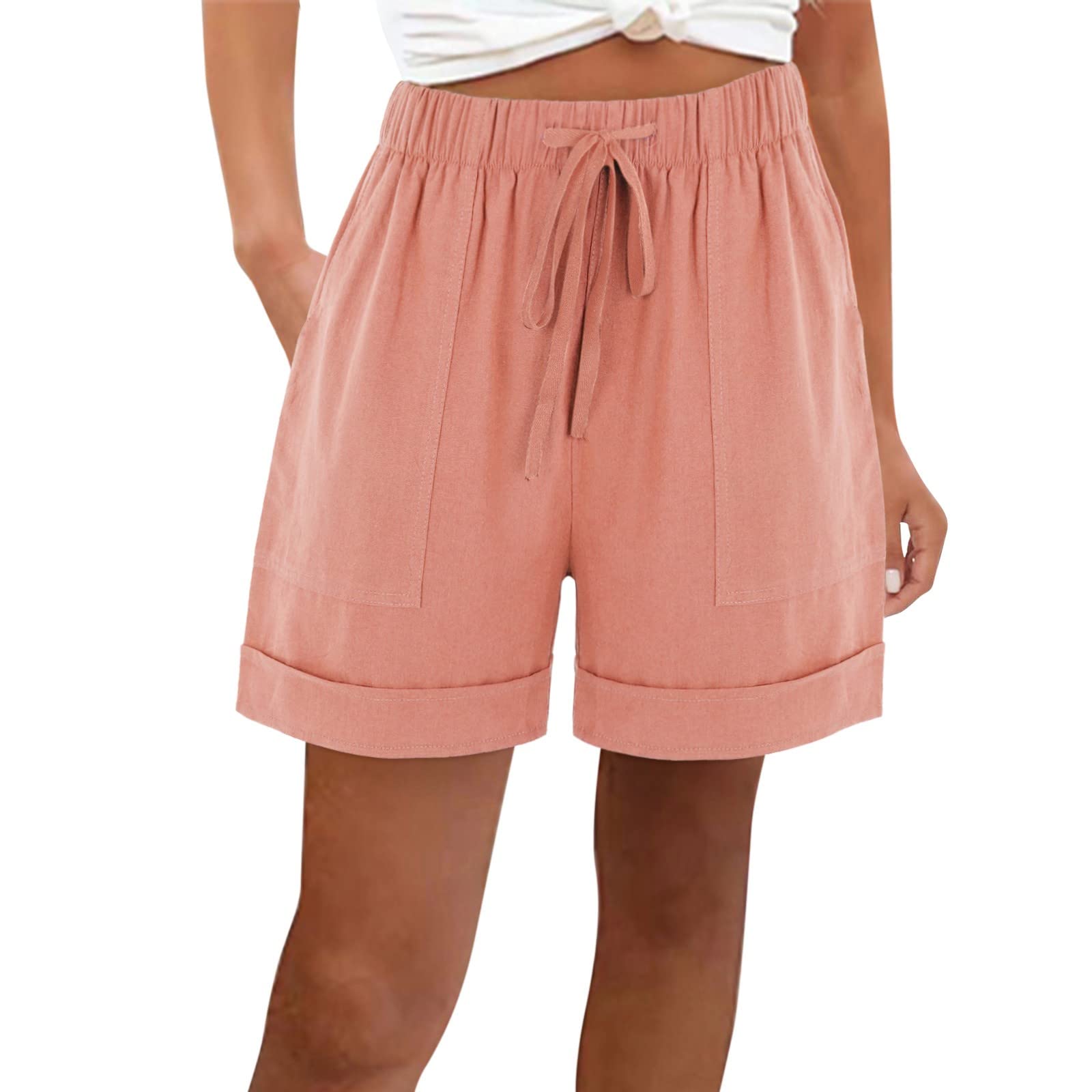 Women's Fashion Bermuda Shorts - Cuffed Hem, Drawstring for Summer Outfits