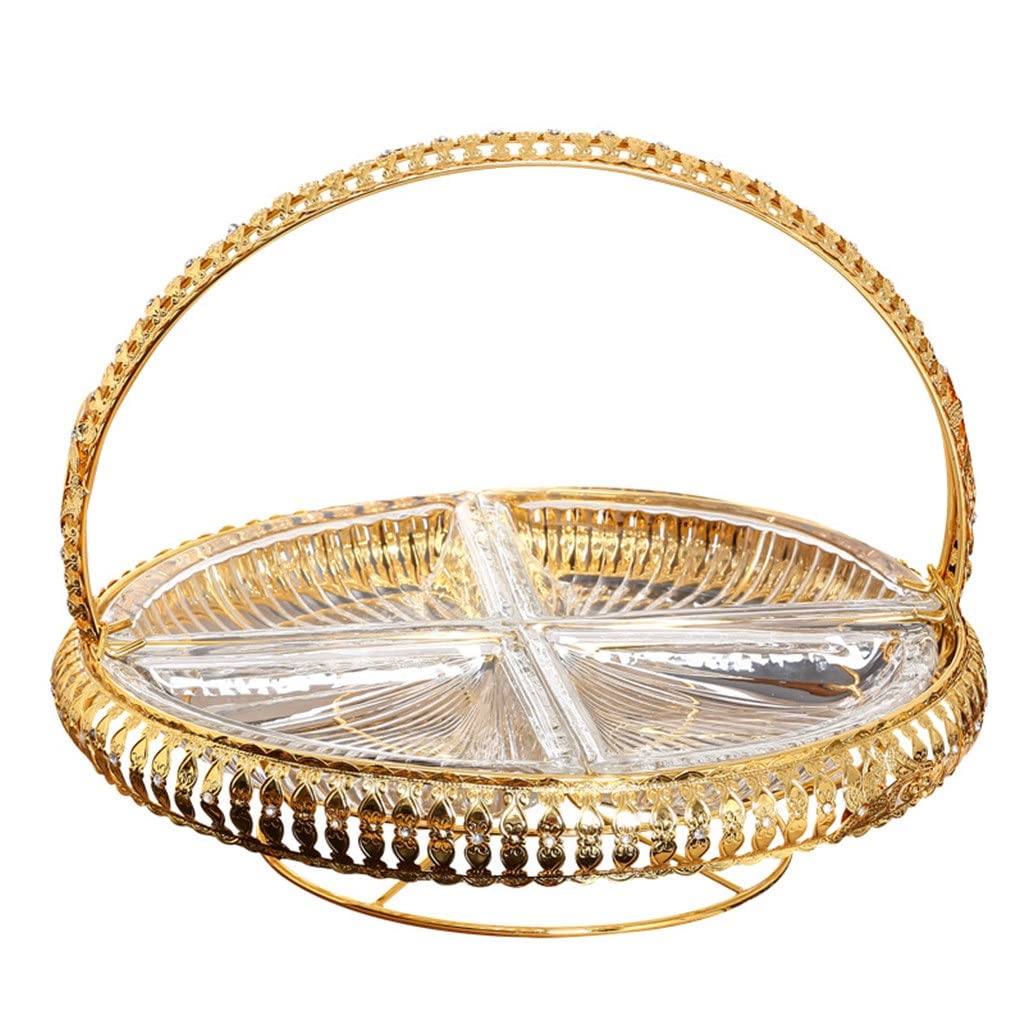 Elegant Gold Chinese-Style Home Fruit Plate - Dried Fruit Storage Box for Living Room Coffee Table | Creative Fashion Snack Tray | Perfect for Entertaining Guests & Afternoon Tea
