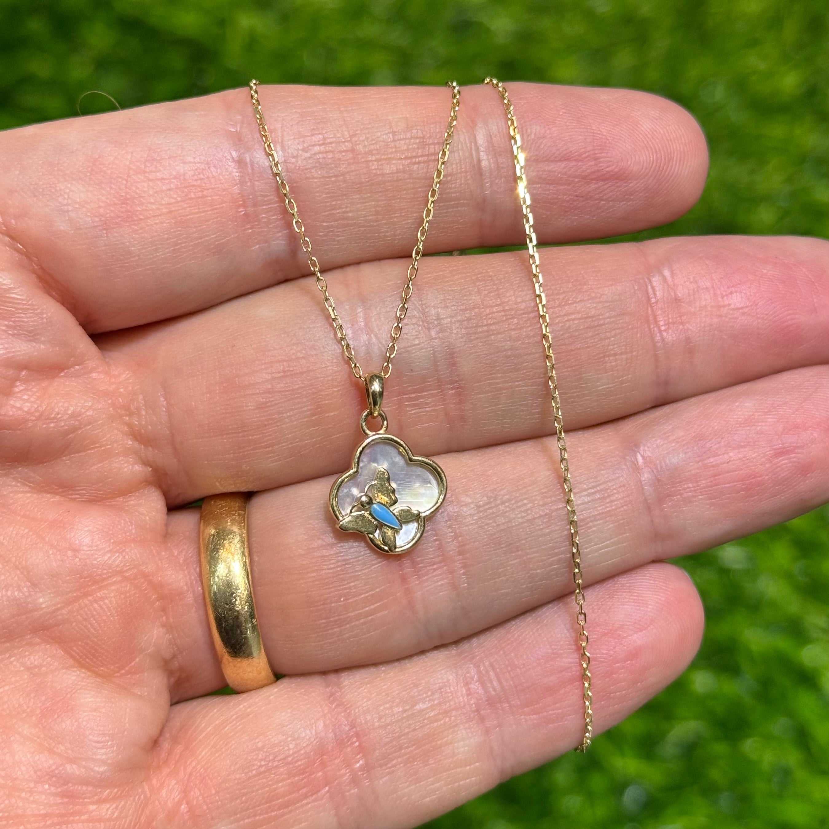 14K White Gold Clover Chain Necklace for Women - Elegant Four Leaf Clover Pendant Jewelry - Perfect for Gifts, Anniversaries & Everyday Wear