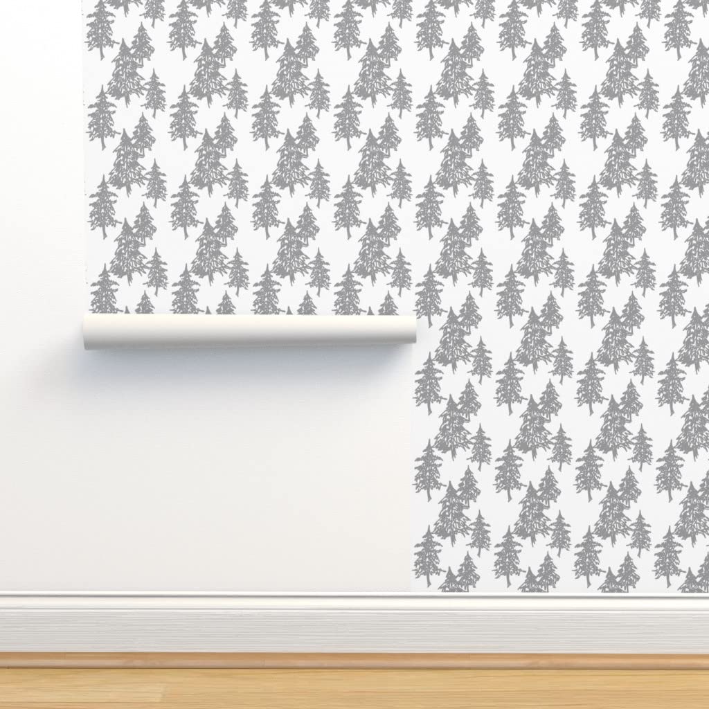 Removable Wallpaper 12ft x 2ft - Grey Tree Pattern Peel and Stick Wallpaper for Bedroom, Nursery & Home Decor | Easy to Install & Remove