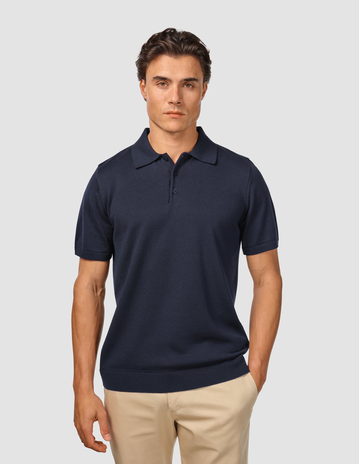 Men's Casual Knit Short Sleeve Polo Shirt - Navy Blue - Comfortable Cotton Blend for Everyday Wear - Perfect for Office, Golf & Weekend Outings