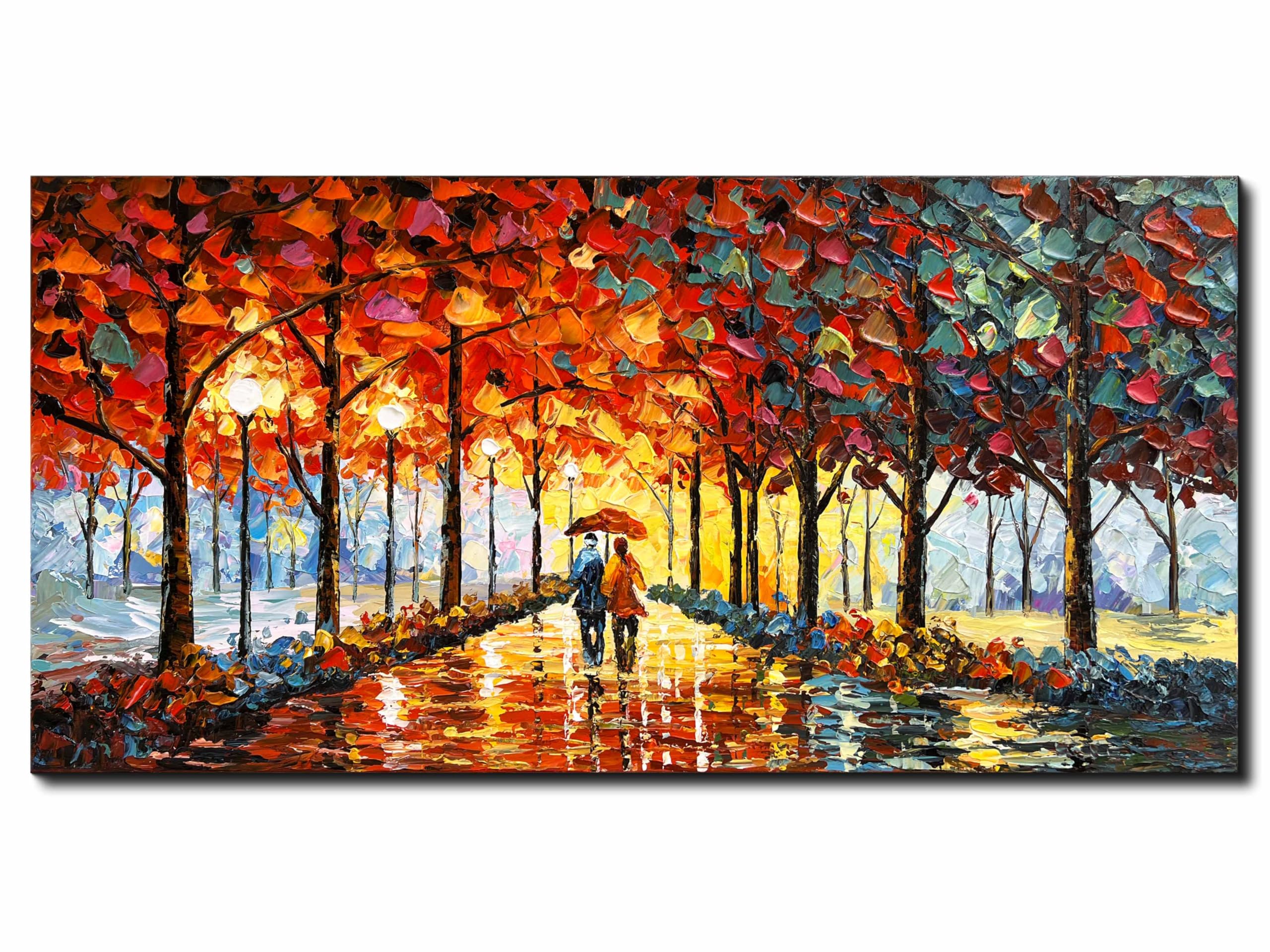 Hand Painted Abstract Oil Painting on Canvas 24x48 Inch - Large Contemporary Romantic Landscape Textured Wall Art for Living Room, Bedroom & Office Decor | Modern Home & Interior Design