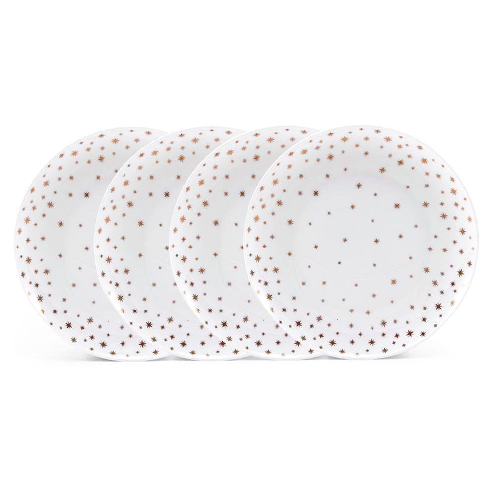 Millie Gold 10.5 Inch Dinner Plates - Set of 4 Elegant Porcelain Plates for Formal Dining, Wedding Registry & Holiday Entertaining